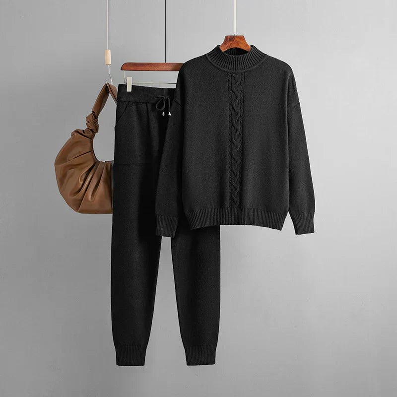 Conjunto de suéter y pantalones de punto con cuello alto | Ideal para el invierno