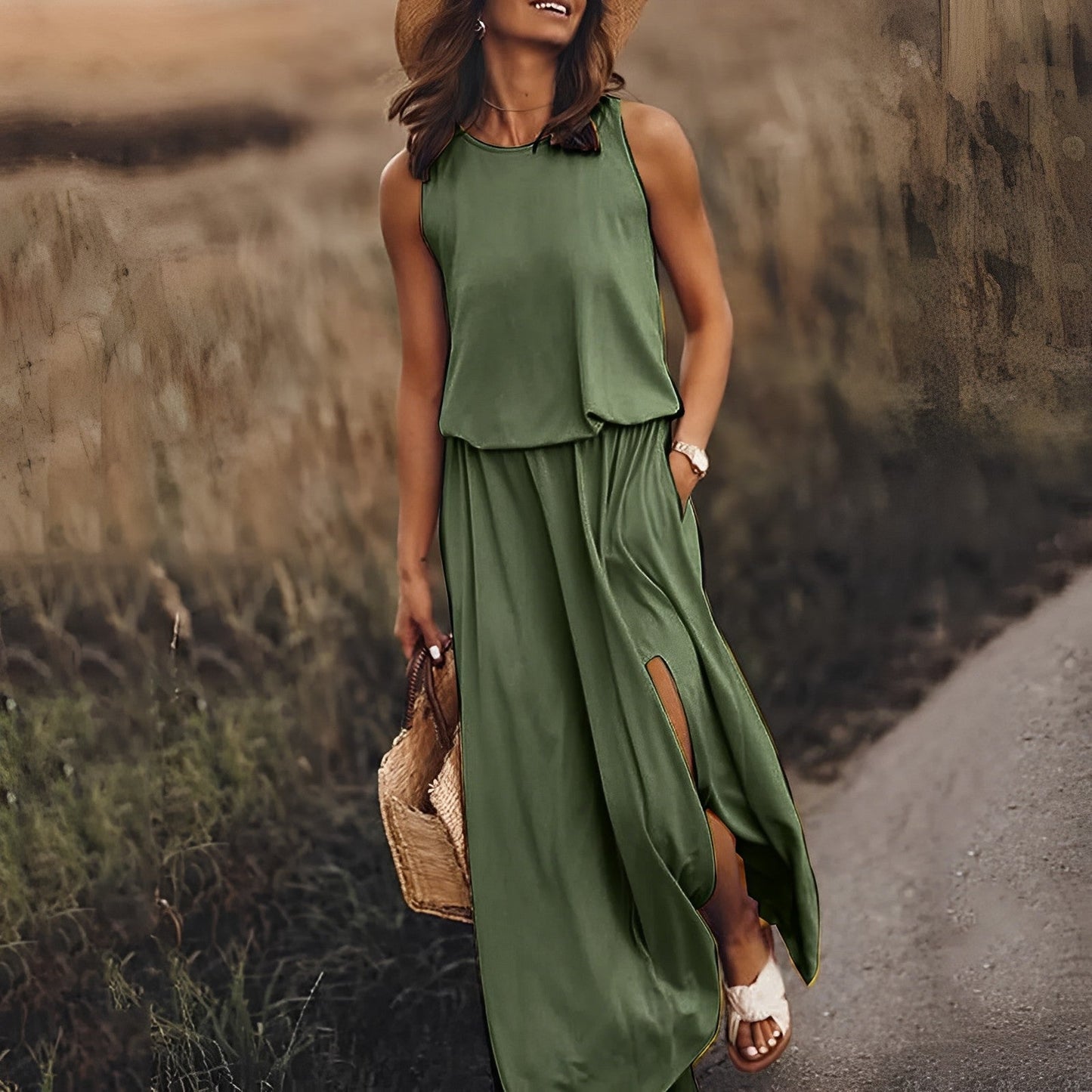 Vestido Largo Sin Mangas con Estilo Retro | Ideal para Primavera y Verano