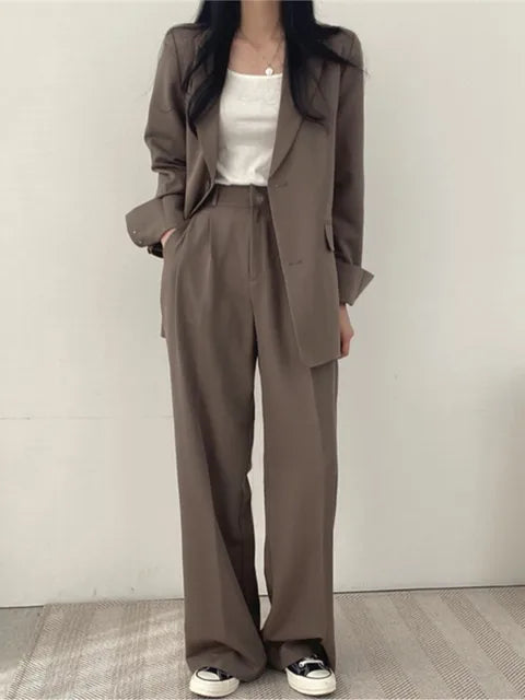 Conjunto de Dos Piezas para Mujer en Mezcla de Algodón y Tejido Anti-Arrugas | Ideal para Primavera y Otoño