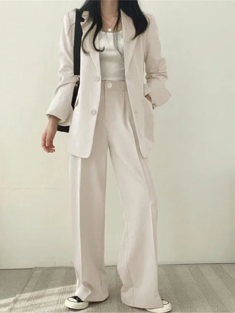 Conjunto de Dos Piezas para Mujer en Mezcla de Algodón y Tejido Anti-Arrugas | Ideal para Primavera y Otoño