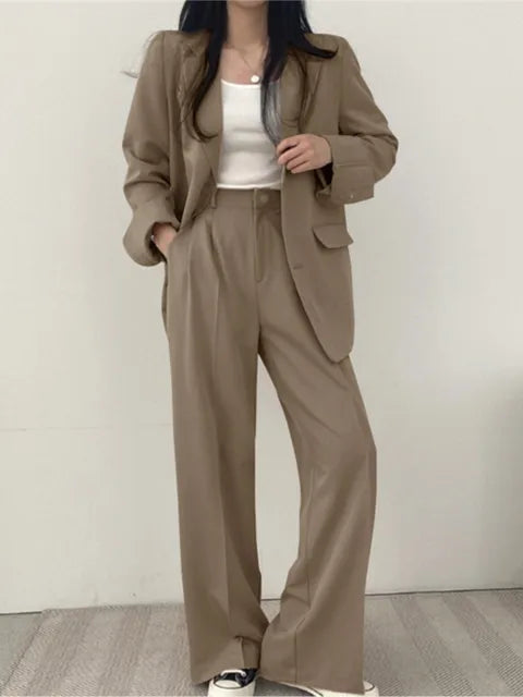 Conjunto de Dos Piezas para Mujer en Mezcla de Algodón y Tejido Anti-Arrugas | Ideal para Primavera y Otoño