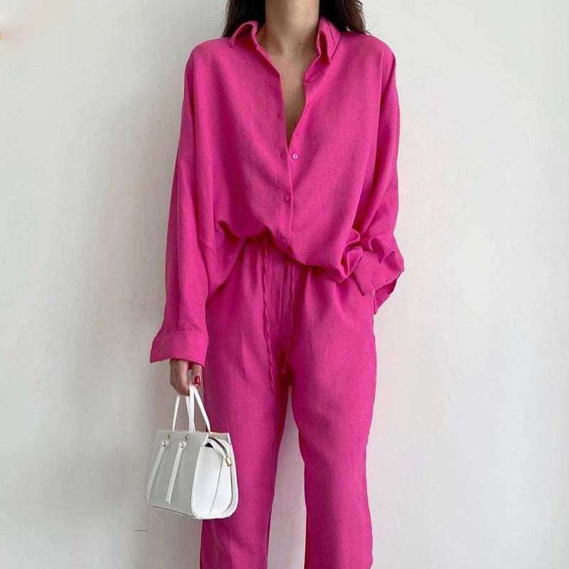 Conjunto de Blusa y Pantalones Wide-Leg con Cintura Ajustable para Mujer | Ideal para Primavera y Verano