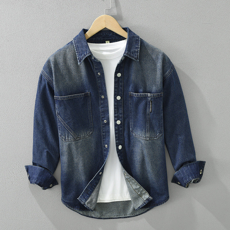 Chaqueta holgada de algodón puro con diseño en color sólido | Ideal para primavera y otoño