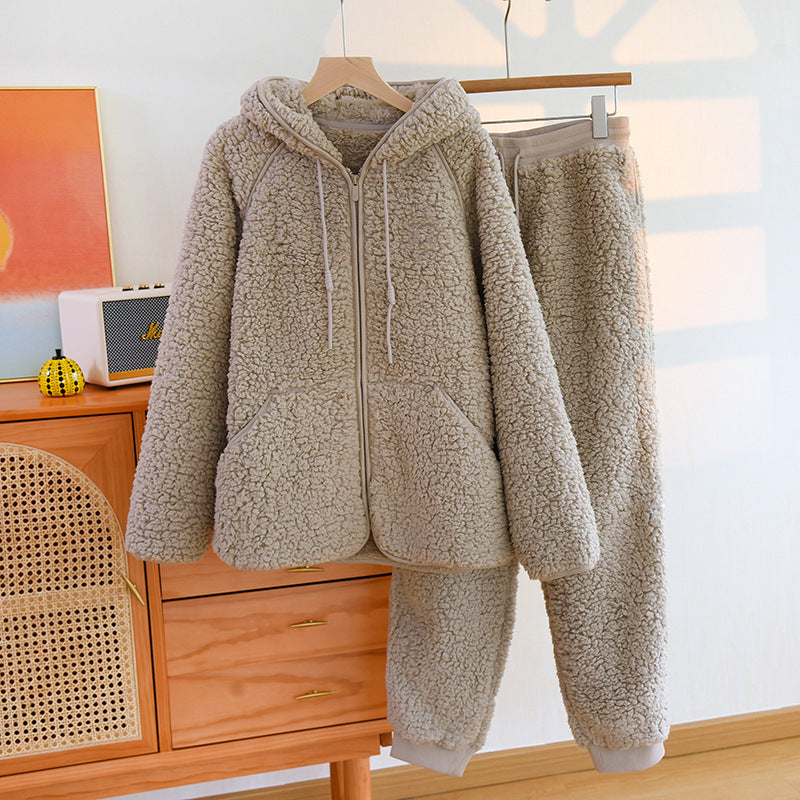 Conjunto de Ropa de Casa con Capucha de Franela | Ideal para Otoño e Invierno