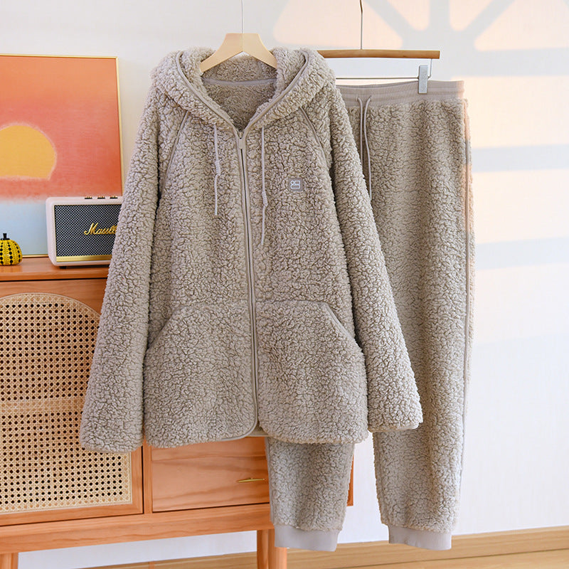 Conjunto de Ropa de Casa con Capucha de Franela | Ideal para Otoño e Invierno