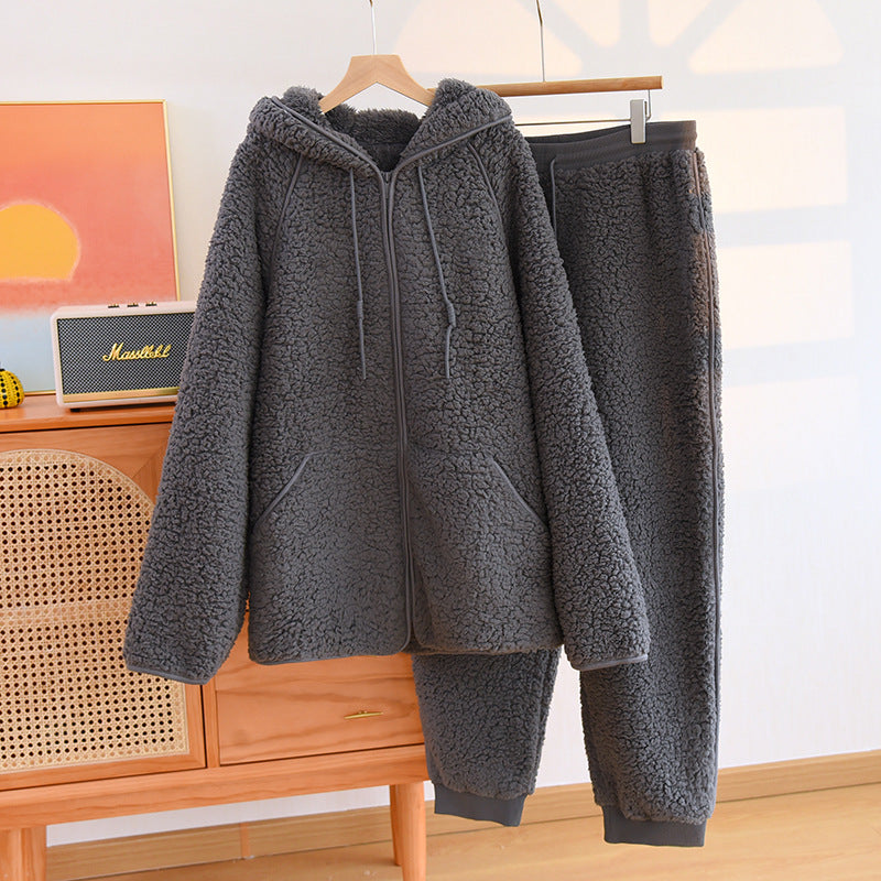 Conjunto de Ropa de Casa con Capucha de Franela | Ideal para Otoño e Invierno