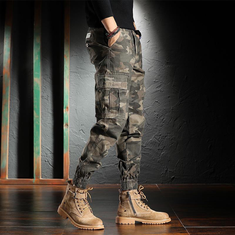 Pantalones de Trabajo para Hombre con Estampado de Camuflaje y Puños de Tobillo, Forrados de Lana, Ideales para Primavera y Otoño