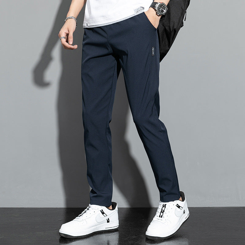 Pantalones Holgados Rectos de Seda Helada para Hombre, Ideales para el Verano