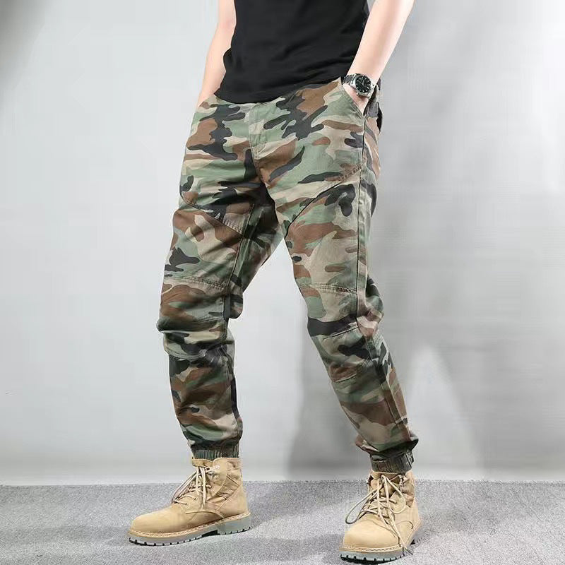 Pantalones de Trabajo para Hombre con Estampado de Camuflaje y Puños de Tobillo, Forrados de Lana, Ideales para Primavera y Otoño