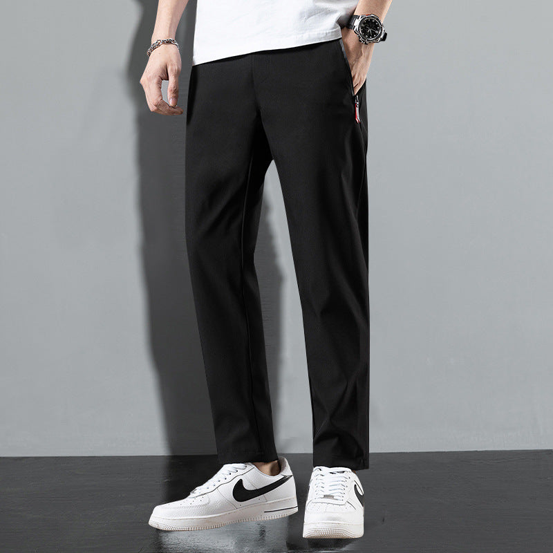 Pantalones Holgados Rectos de Seda Helada para Hombre, Ideales para el Verano