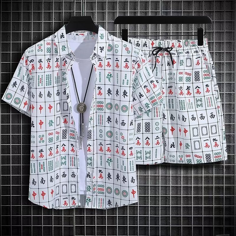Conjunto de Playa de Dos Piezas para Hombre de Secado Rápido con Estampado Floral Ideal para el Verano