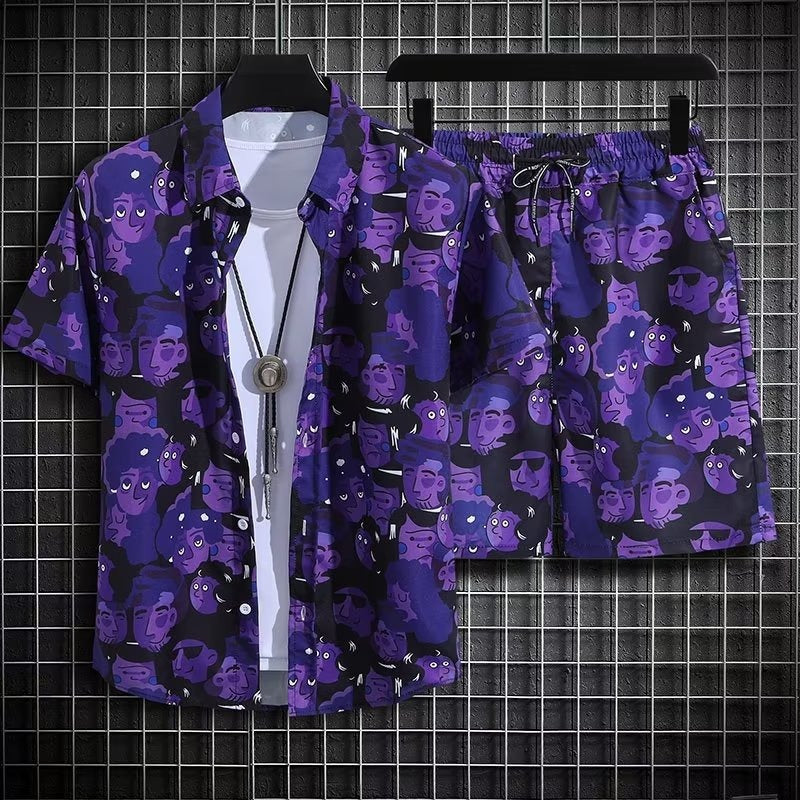 Conjunto de Playa de Dos Piezas para Hombre de Secado Rápido con Estampado Floral Ideal para el Verano