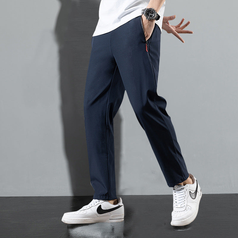 Pantalones Holgados Rectos de Seda Helada para Hombre, Ideales para el Verano