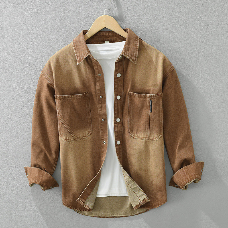 Chaqueta holgada de algodón puro con diseño en color sólido | Ideal para primavera y otoño