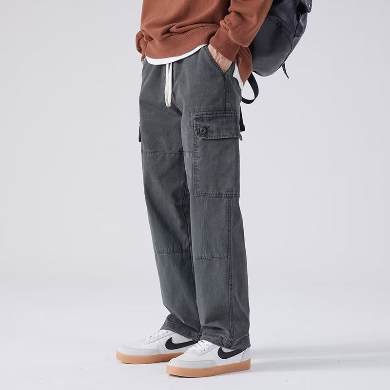 Pantalones Holgados Rectos con Múltiples Bolsillos para Hombres, Ideales para Todas las Estaciones