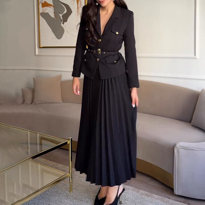 Conjunto de Blazer con Solapas y Pantalón de Color Sólido | Ideal para Primavera y Otoño
