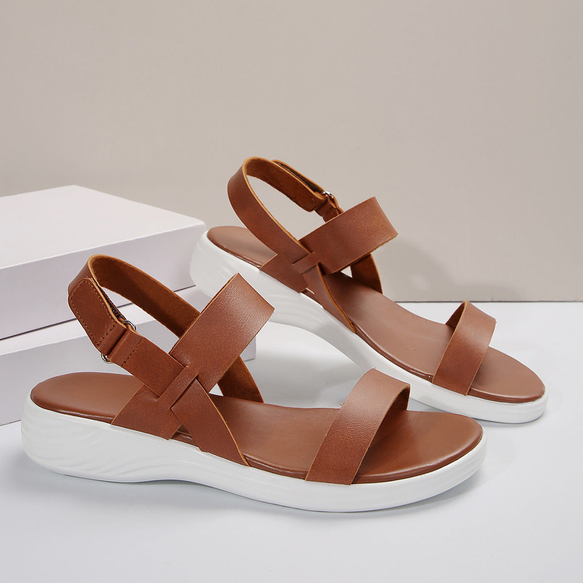 Sandalias Peep Toe para Mujer con Correa de Velcro | Ideales para el Verano