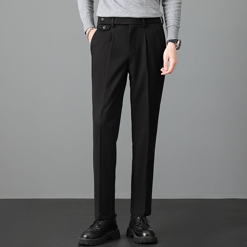 Pantalones de Mezcla de Lana con Elasticidad para Hombre – Ideales para Otoño
