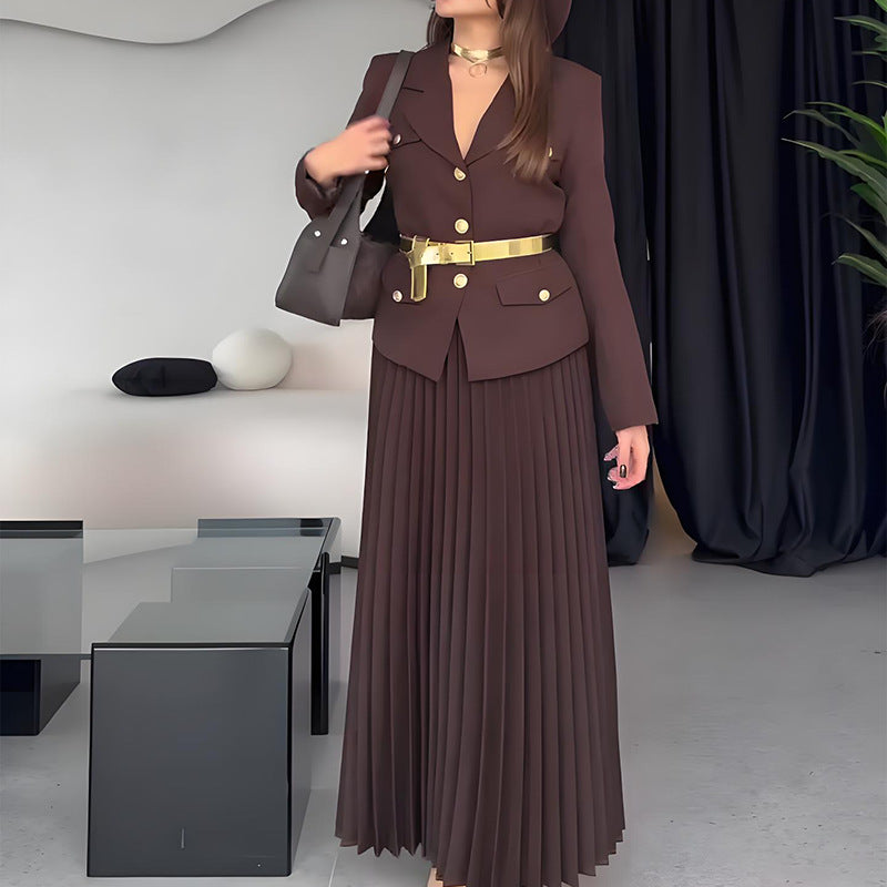 Conjunto de Blazer con Solapas y Pantalón de Color Sólido | Ideal para Primavera y Otoño