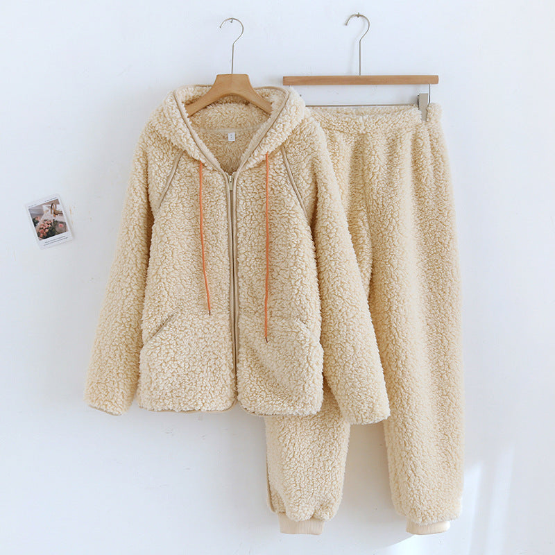 Conjunto de Ropa de Casa con Capucha de Franela | Ideal para Otoño e Invierno