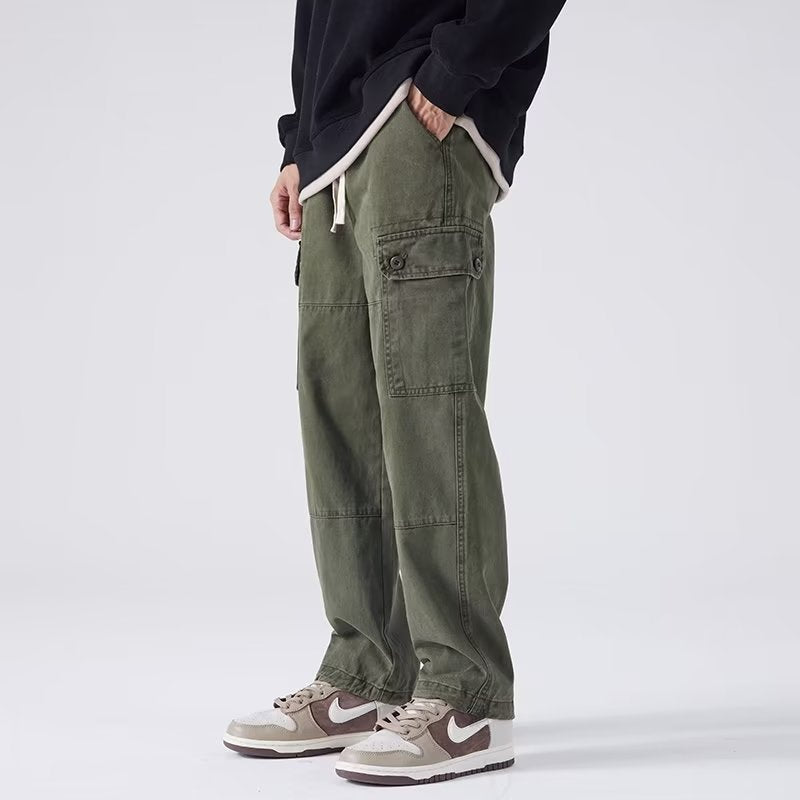 Pantalones Holgados Rectos con Múltiples Bolsillos para Hombres, Ideales para Todas las Estaciones
