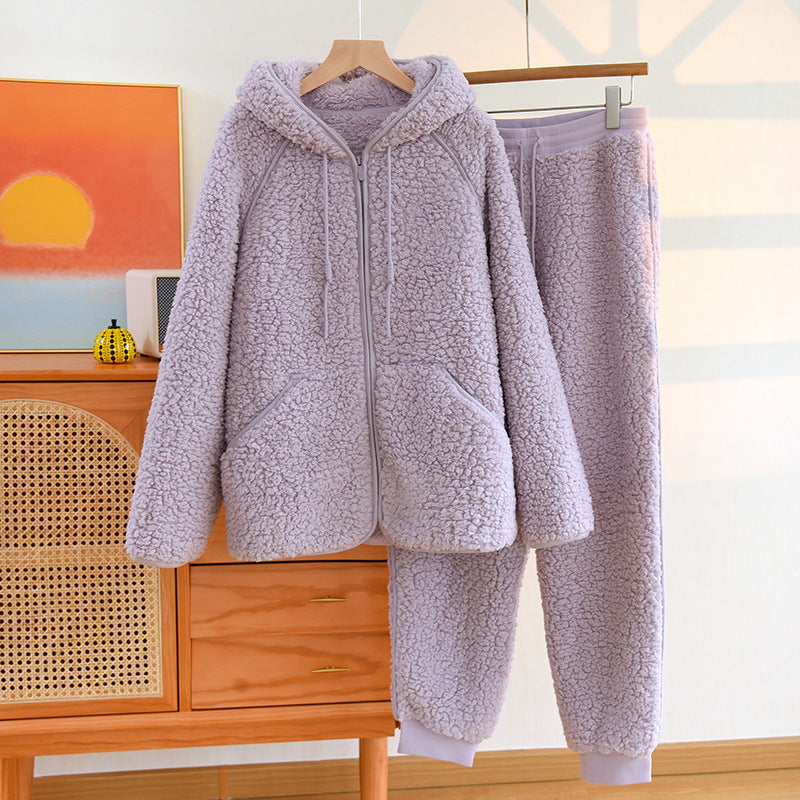 Conjunto de Ropa de Casa con Capucha de Franela | Ideal para Otoño e Invierno