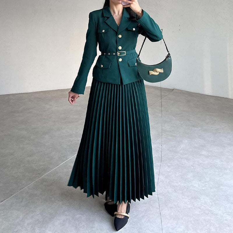 Conjunto de Blazer con Solapas y Pantalón de Color Sólido | Ideal para Primavera y Otoño