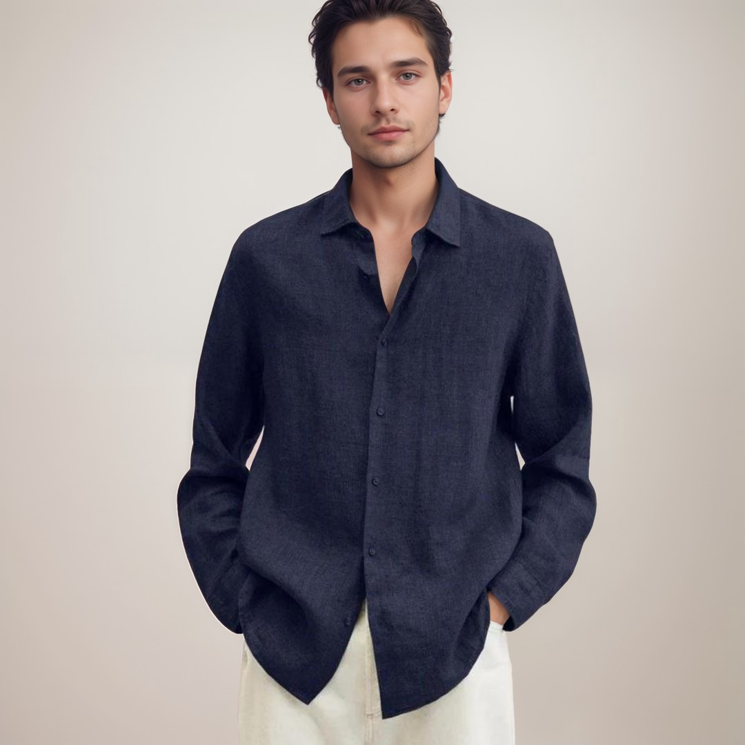 Camisa Clásica de Lino para Hombre con Tejido Transpirable | Ideal para Verano