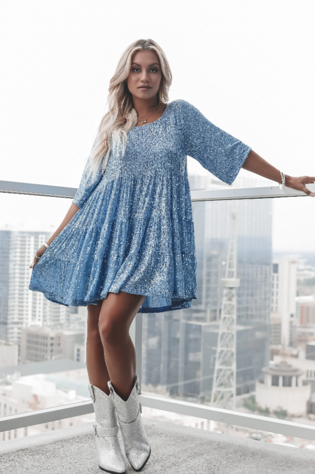 Vestido Mini Babydoll con Escamas en Capas | Ideal para Fiestas de Verano