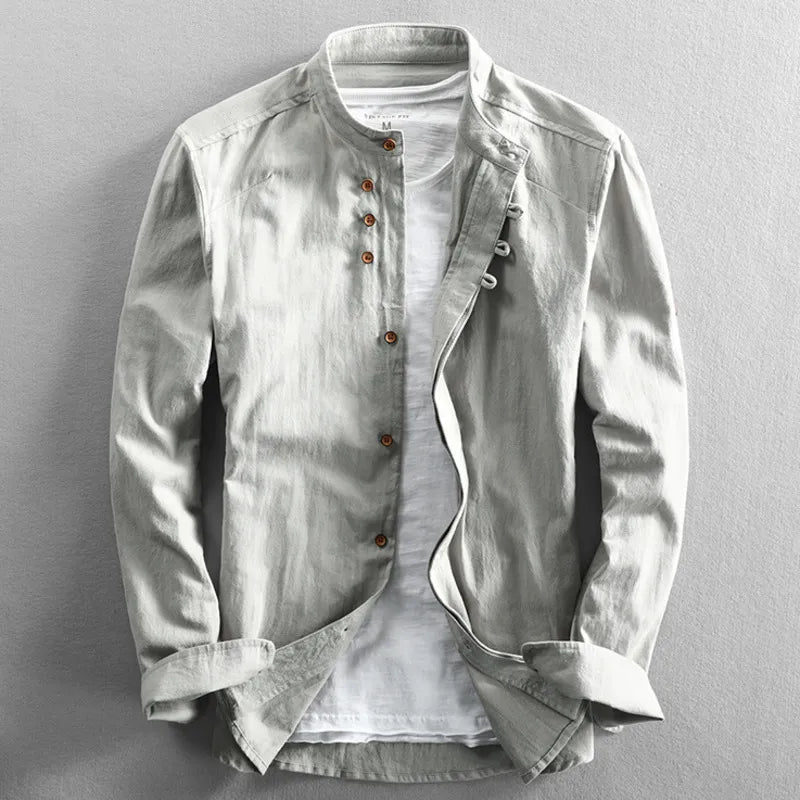 Camisa de Lino Ligera para Hombre con Ajuste Holgado I Ideal para Primavera y Verano
