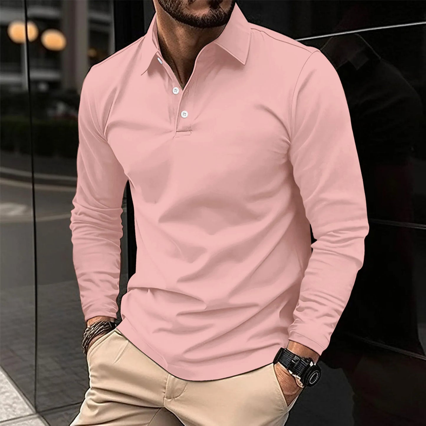 Camisa Polo para Hombre de Ajuste Slim con Mangas Largas I Ideal para Todas las Estaciones