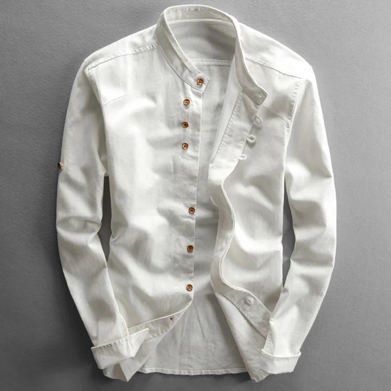 Camisa de Lino Ligera para Hombre con Ajuste Holgado I Ideal para Primavera y Verano