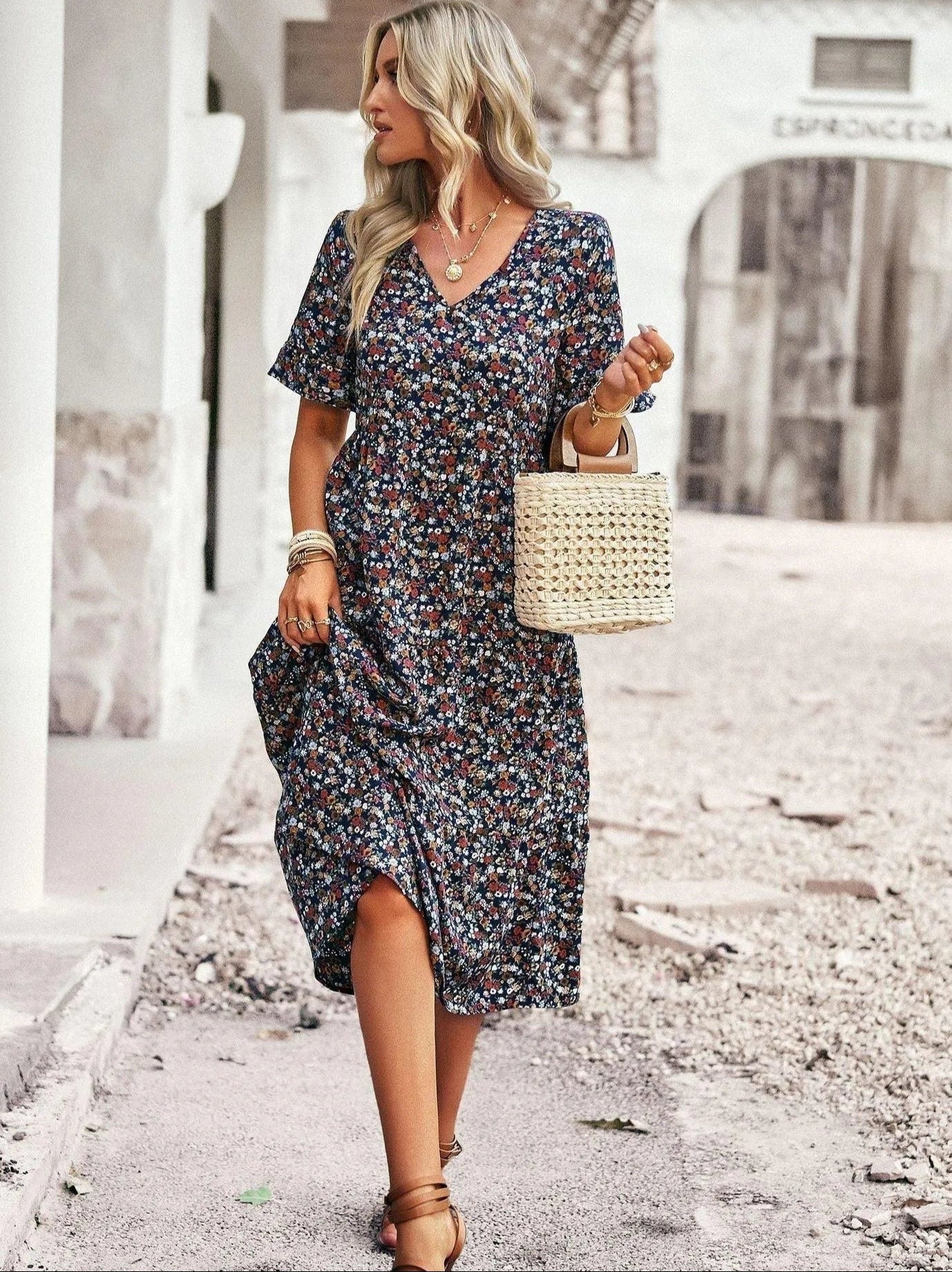 Vestido de Verano de Manga Corta con Ajuste Cómodo | Ideal para Primavera y Verano