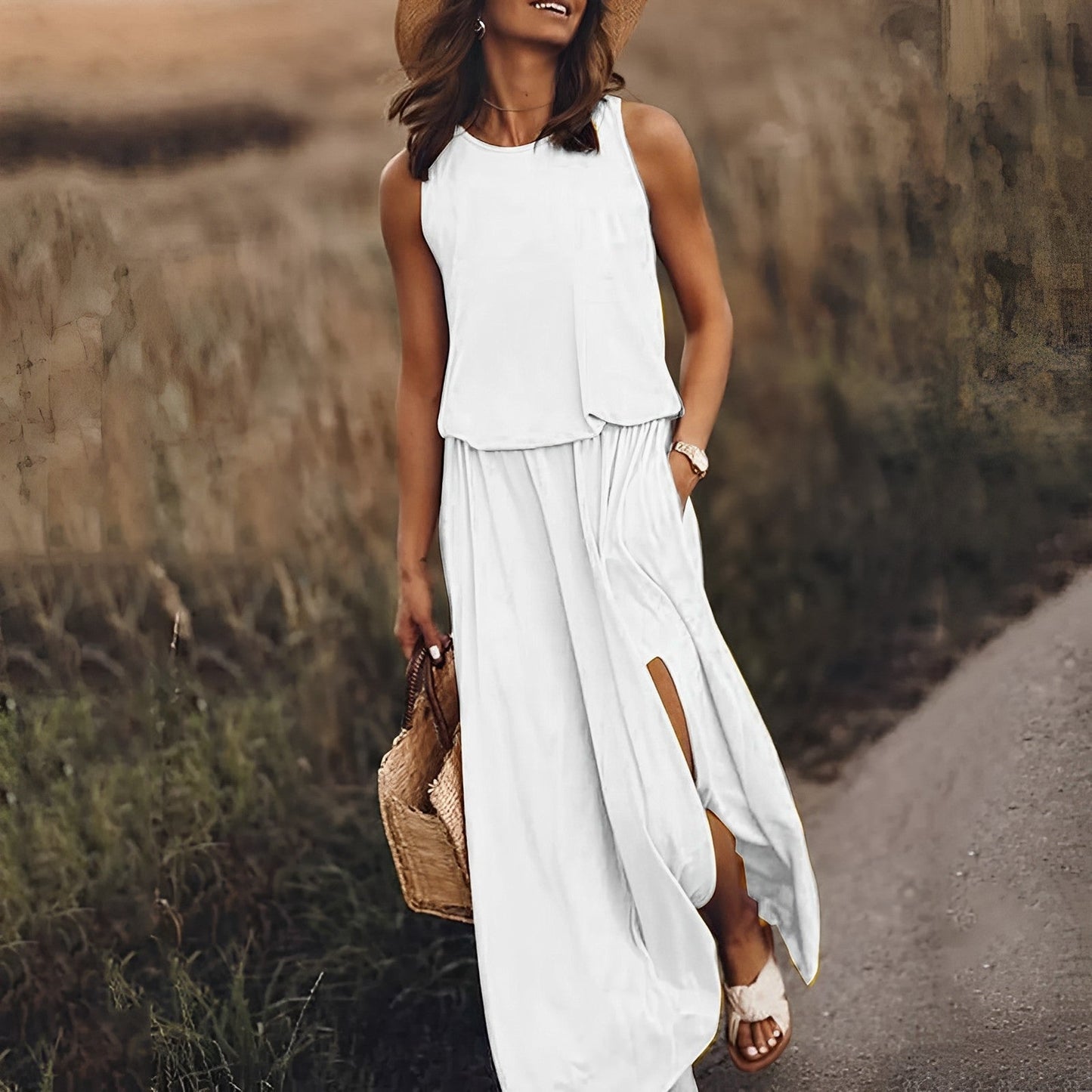 Vestido Largo Sin Mangas con Estilo Retro | Ideal para Primavera y Verano