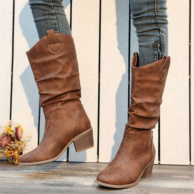 Botines de Tacón Alto con Punta Redonda para Mujer | Ideales para Todas las Temporadas