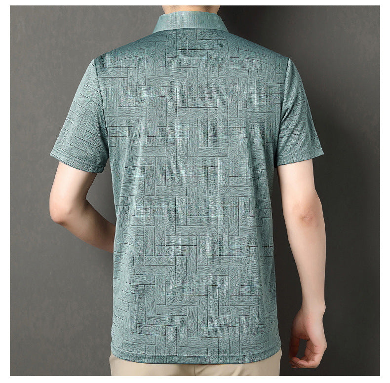 Camisa de Manga Corta en Seda Helada Estampada – Ideal para el Verano