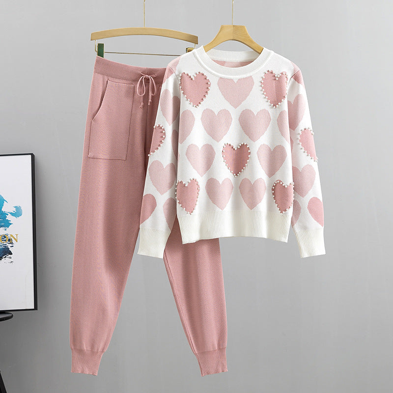 Conjunto de Dos Piezas con Perlas y Pantalones | Ideal para Primavera y Otoño