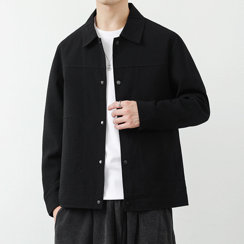 Chaqueta de Cardigan con Solapas para Hombre en Poliéster y Ajuste Regular | Ideal para Primavera y Otoño