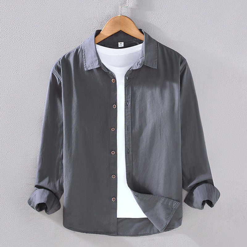 Camisa de Manga Larga para Hombre en Algodón Fino – Ideal para Primavera y Otoño