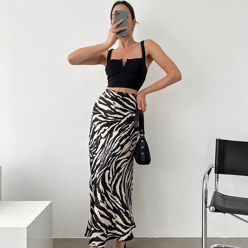Falda A-Line de Cintura Alta con Estampado de Cebra | Ideal para Primavera y Verano