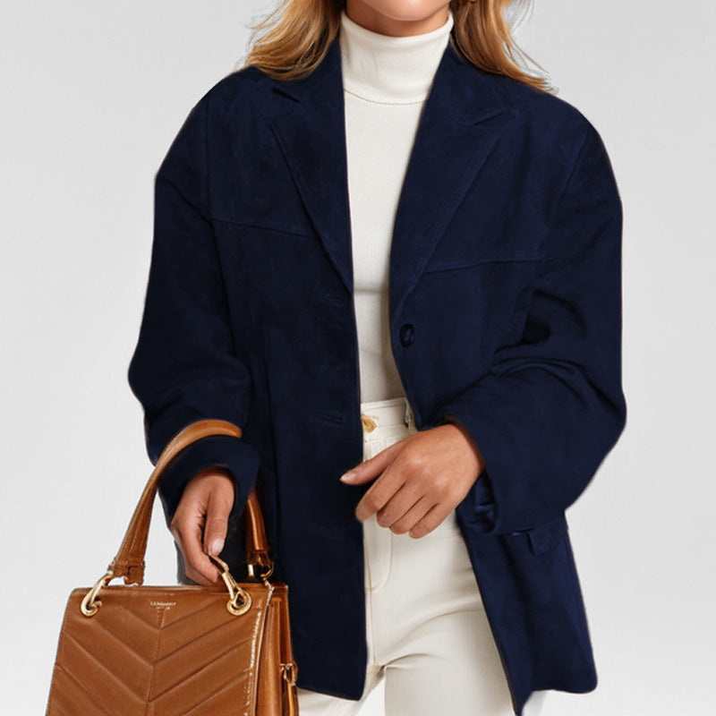 Blazer de cuero ajustado para mujer con cierre de botones I Ideal para primavera y otoño