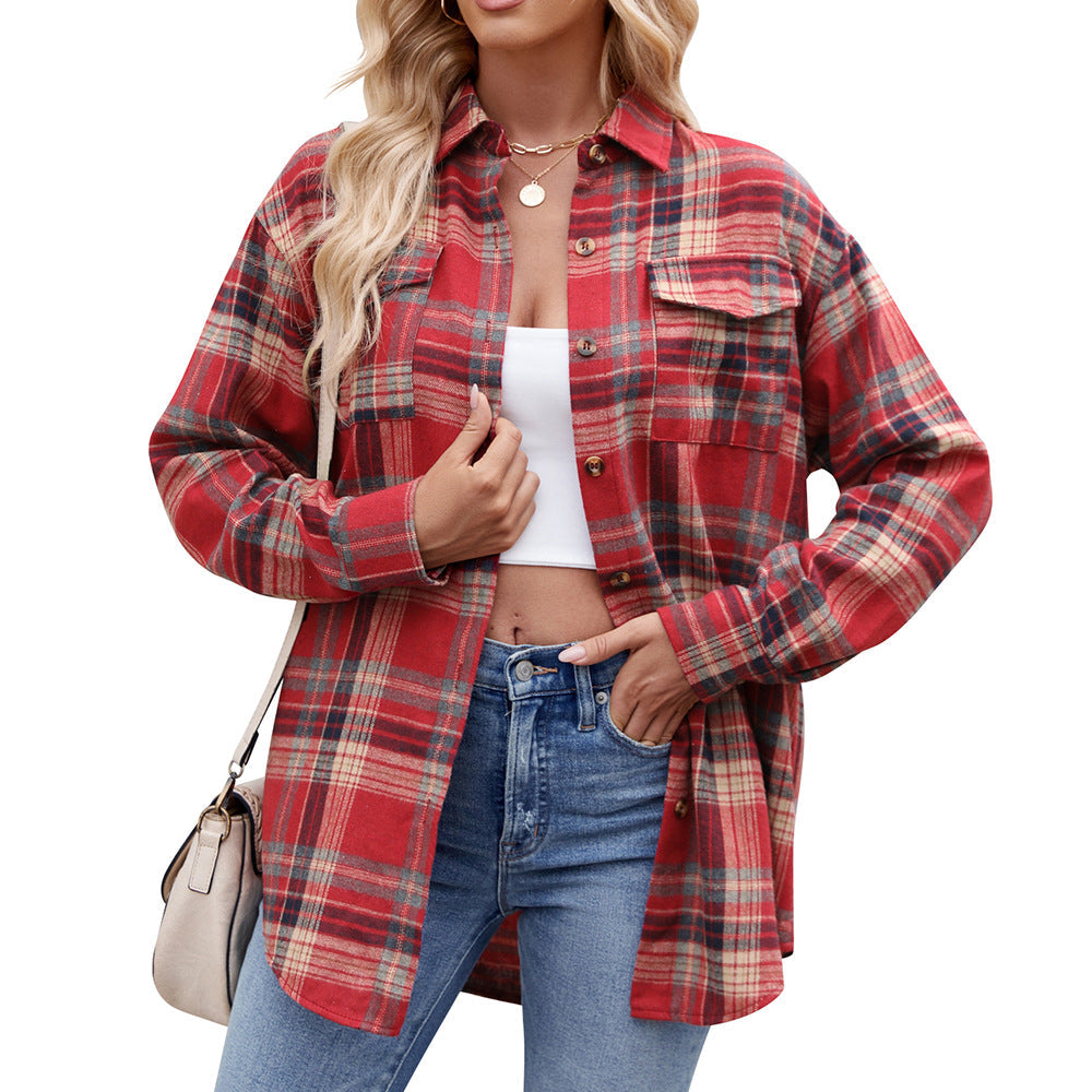 Camisa Holgada de Cuadros con Botones y Bolsillos | Ideal para Primavera y Otoño