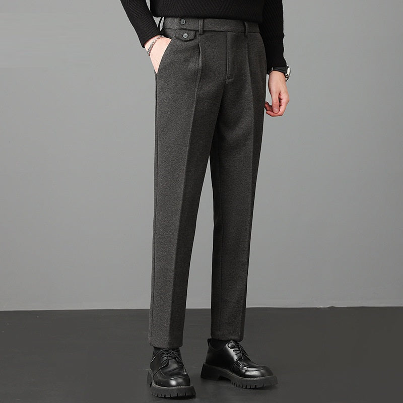 Pantalones de Mezcla de Lana con Elasticidad para Hombre – Ideales para Otoño