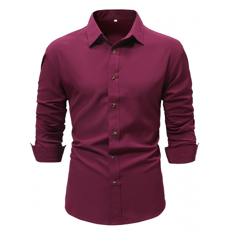 Camisa de Negocios Manga Larga Color Sólido Ideal para Primavera y Otoño