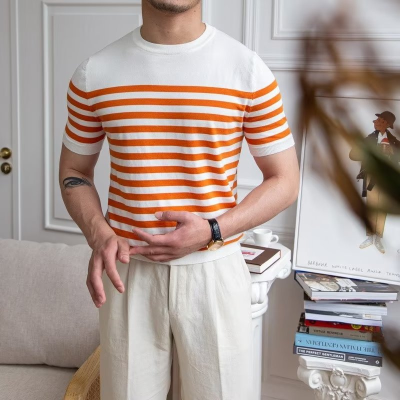 Camiseta de Manga Corta a Rayas Ideal para el Verano