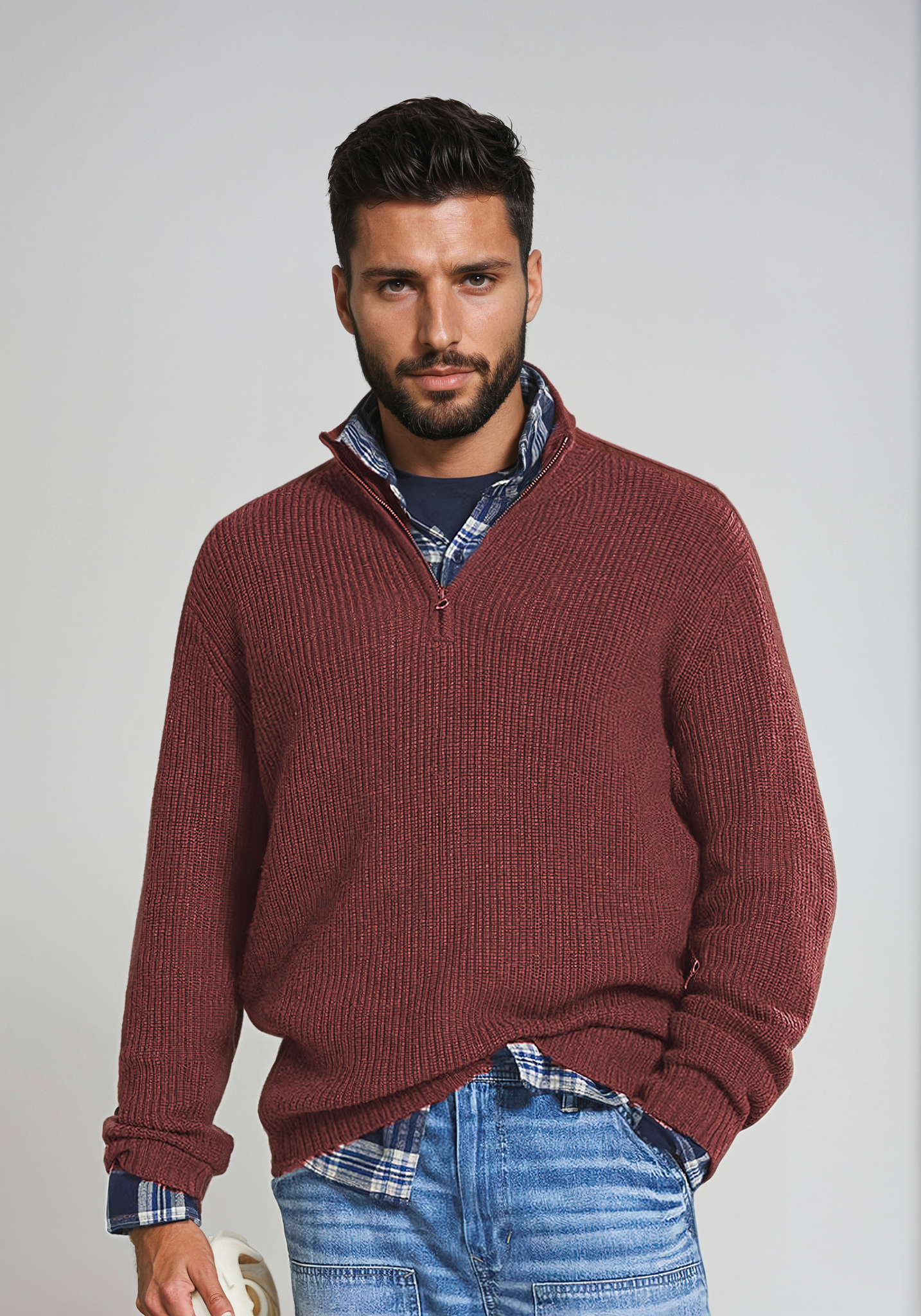 Suéter de Punto con Cremallera para Hombre I Ideal para Otoño e Invierno
