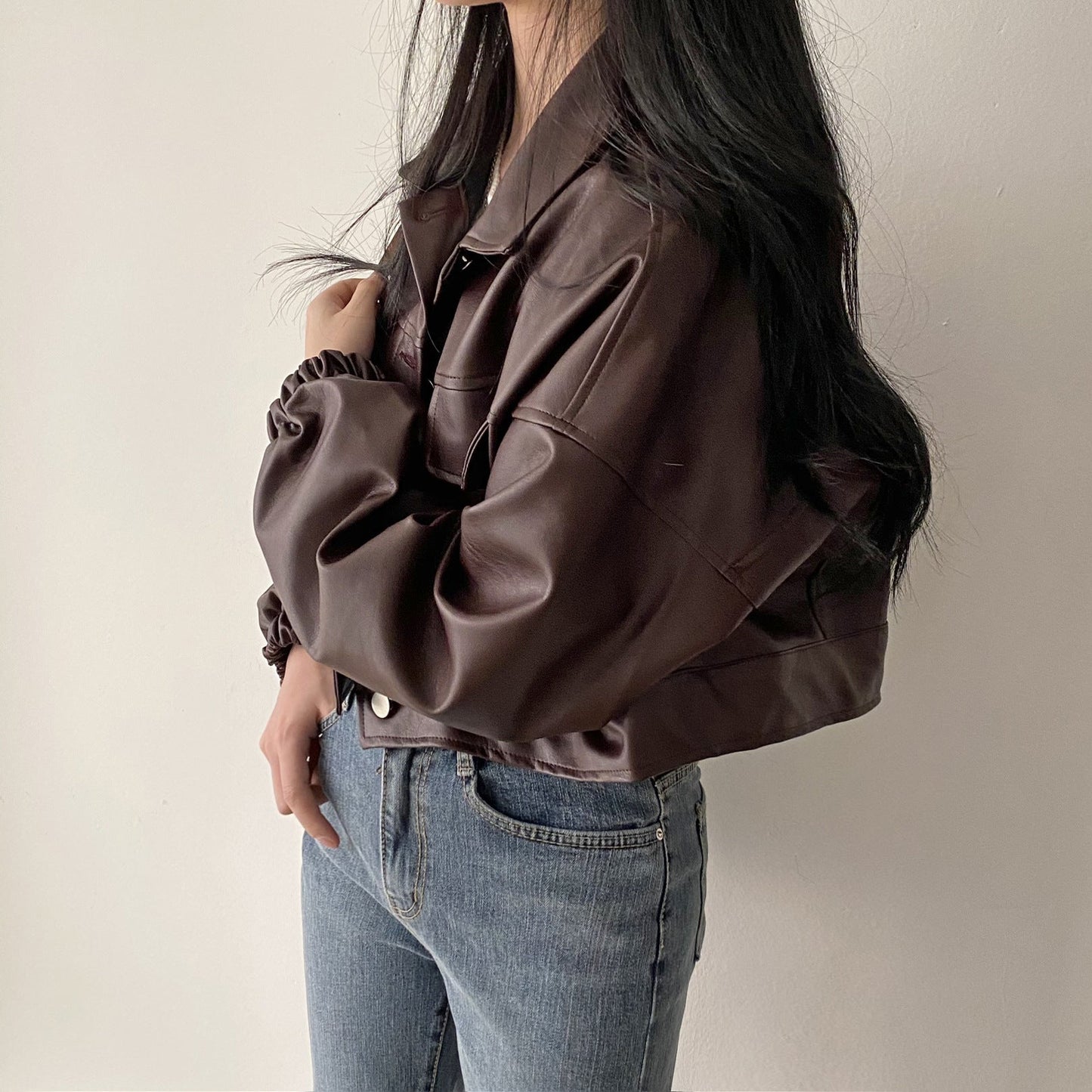 Chaqueta Suelta de Cuero PU | Ideal para Primavera y Otoño