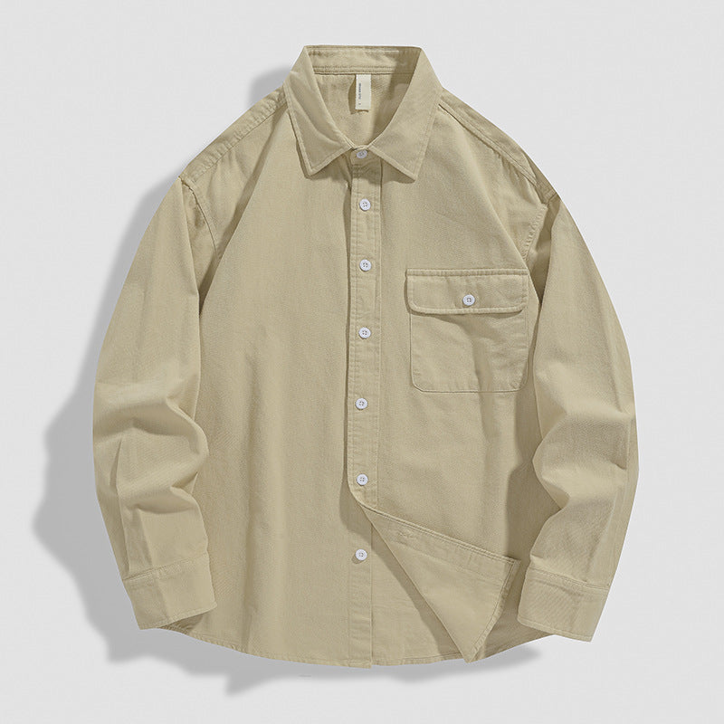 Chaqueta de Camisa Holgada de Algodón para Hombre Ideal para Todas las Estaciones