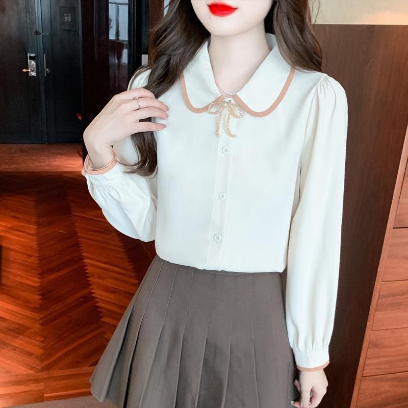 Camisa de Manga Larga con Estampado 3D en Tono Melocotón | Ideal para Primavera y Otoño