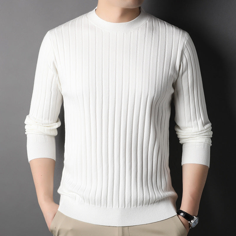 Suéter de Punto de Cuello Redondo Ajustado para Hombre, Ideal para Otoño